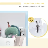 HOMCOM Baúl Infantil de Almacenaje Organizador de Juguetes con Tapa de Seguridad y Amplio Espacio 62x40x46,5 cm Blanco(m-7)
