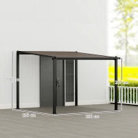 Outsunny Pergola jardin extérieur en aluminium 3 x 3 m avec toit en polycarbonate imperméable et système de drainage, gris(m-3)