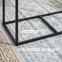 HOMCOM Ensemble Table et chaises de Salle à manger Set de 1 Table + 2 chaises encastrables pour Cuisine - métal Noir Aspect chêne Clair(m-6)