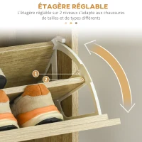 HOMCOM Meuble à chaussures à 3 abattants 18 paires grande capacité pour entrée couloir salon 63 x 24 x 117 cm chêne(m-5)