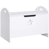 HOMCOM Baúl Infantil de Almacenaje Organizador de Juguetes con Tapa de Seguridad y Amplio Espacio 62x40x46,5 cm Blanco(m-1)
