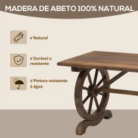 Outsunny Mesa de Jardim de Madeira Mesa de Exterior 110x60x65 cm com Pés em Forma de Rodas Mesa de Pátio Madeira Carbonizada(m-4)