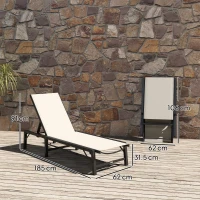 Outsunny Folding Sun Lounger Set of 2, 5-Position Adjustable Reclining Garden Loungers, Garden Chaise Lounge Sunbed Recliner Chairs with Steel Frame for Beach, Porch, Patio, Camping, Khaki(m-3)