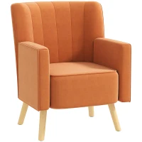 HOMCOM Poltrona d'Arredo Moderna con Schienale Inclinato, in Tessuto Effetto Velluto, 70x76x92 cm, Marrone(m-1)