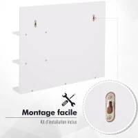 HOMCOM Miroir de Salle de Bain avec étagères - 2 étagères latérales + Grande étagère inférieure - kit Installation fourni - MDF Blanc(m-7)