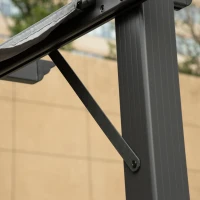 Outsunny Pérgola de Jardim 300x300x223 cm com Toldo de Poliéster Retrátil e Estrutura de Alumínio para Exterior Pátio Cinzento(m-9)