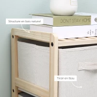 HOMCOM Commode en tissu meuble de rangement avec 6 tiroirs pliants style contemporain cadre en bois de sapin pour chambre à coucher bureau salon 59 x 28 x 70 cm bois naturel beige(m-5)