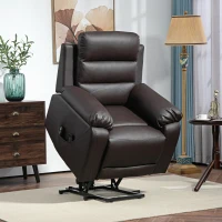HOMCOM Fauteuil releveur électrique fonction massage inclinaison réglable 8 modes repose-pied ajustable PU 2 télécommandes(m-2)