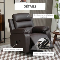 HOMCOM Fauteuil releveur électrique fonction massage inclinaison réglable 8 modes repose-pied ajustable PU 2 télécommandes(m-8)