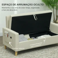 HOMCOM Sofá 2 Lugares Estofado em Linho Sintético Sofá Sala de Estar com 2 Almofadas Espaço de Armazenamento 135x72x84 cm Bege(m-5)