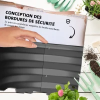 Outsunny Carré potager de jardin fond ouvert 2 étages pour herbes légumes fruits fleurs 120 x 90 x 30 cm noir(m-7)