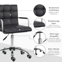 HOMCOM Chaise de bureau fauteuil manager pivotant hauteur réglable revêtement synthétique capitonné noir(m-6)