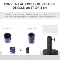 Outsunny Pied de parasol rond 9 kg support parasol résine motif roses pour terrasse piscine Ø 45,5 x 31 cm bronze(m-6)