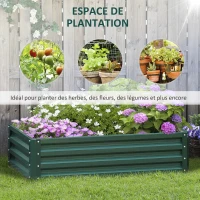 Outsunny Carré potager de jardin rectangulaire tôle d'acier ondulée 120 x 60 x 30 cm vert foncé(m-6)