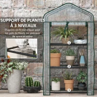 Outsunny Serre de Jardin étagère 3 Niveaux dim. 59L x 39l x 127H cm métal thermolaqué Vert transparent(m-5)