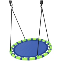 AIYAPLAY Baloiço para Crianças Redondo Baloiço de Jardim Infantil Ajustável Impermeável Carga 150kg Ø100x180 cm Preto e Azul(m-11)