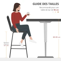 HOMCOM Lot de 2 tabourets de bar design bohème hauteur 66 cm avec repose-pieds métal et rotin PE - noir(m-6)