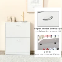HOMCOM Armoire à Chaussures Meuble à Chaussures dim. 60L x 24l x 80H cm 2 Portes abattantes Blanc(m-6)