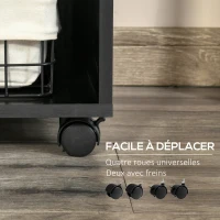 HOMCOM Support d'imprimante organiseur bureau caisson 3 tiroirs + 2 niches + grand plateau panneaux particules noir(m-6)