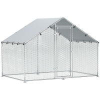 PawHut Galinheiro para Exterior 3x1,7x1,9 m Galinheiro de Aço Galvanizado com Cobertura Anti UV para 5-8 Galinhas Prata