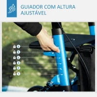 HOMCOM Andarilho Idosos Dobrável de Alumínio com Altura Ajustável Travão e Bolsa de Transporte 66x65x80-93 cm Preto e Azul(m-7)