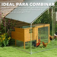 PawHut Galinheiro para Exterior 3x1,7x1,9 cm Galinheiro de Aço Galvanizado com Cobertura Anti UV para 5-8 Galinhas Prata(m-5)