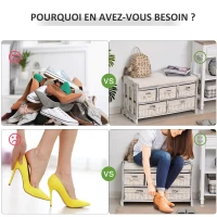HOMCOM Banc de rangement Banc à Chaussures 2 Niveaux Rangement, Niche, tiroir, Coffre intégré avec Coussin Gris Blanc(m-7)