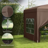 Outsunny 3 x 3 m Pop Up Gazebo, Wedding Party Canopy Tent Marquee with Carry Bag and Windows, Coffee(m-6)