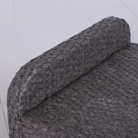 Outsunny 5 Pieces PE Rattan Garden Furniture Set with 10cm Thick Padded Cushions, Wicker Weave Outdoor Seating Chairs with 2 Armchairs, 2 Stools, Glass Top Table, Dark Grey(m-10)