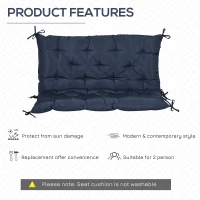 Outsunny Coussin matelas assise dossier pour banc de jardin balancelle canapé 2 places grand confort 100 x 98 x 8 cm bleu foncé(m-5)