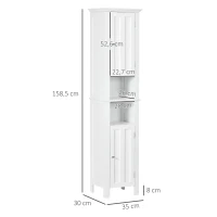 kleankin Meuble colonne de salle de bain armoire haute design moderne 2 placards avec porte 35 x 30 x 158,5 cm blanc(m-3)