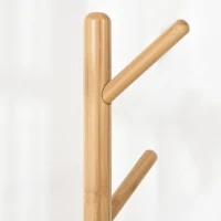 HOMCOM Porte-manteaux sur pied 2 en 1 5 crochets 2 étagères design contemporain cosy 39,5 x 39,5 x 171 cm coloris bois naturel(m-8)