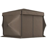 Outsunny 3 x 3(m) Hexagon Pop Up Gazebo with 5 Sides and Carry Bag, Waterproof, UV Resistant Party Tent Instant Event Shelter with Netting for Garden, Patio, Brown(m-11)