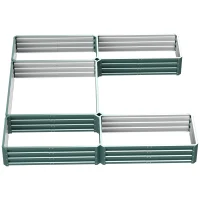 Outsunny Jardinière carré potager de jardin en acier modulable ensemble de 5 jardinières pour légumes, plantes, fleurs, vert(m-7)
