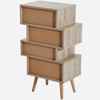 HOMCOM Meuble Commode chiffonnier Style scandinave 4 tiroirs coulissants 47 x 30 x 81 cm Coloris Blanc Bois de chêne(m-8)