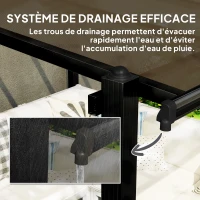 Outsunny Pergola jardin extérieur en aluminium 3 x 3 m avec toit en polycarbonate imperméable et système de drainage, gris(m-5)