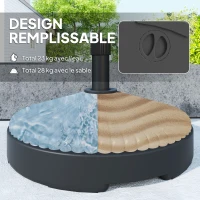 Outsunny Pied de parasol rond support parasol en HDPE remplissage eau sable pour terrasse piscine patio Ø 55 x 30 cm noir(m-4)