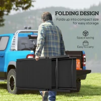 Outsunny Folding Sun Lounger Set of 2, 5-Position Adjustable Reclining Garden Loungers, Garden Chaise Lounge Sunbed Recliner Chairs with Steel Frame for Beach, Porch, Patio, Camping, Black(m-6)