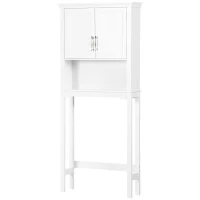 kleankin Meuble WC dessus de toilette avec placard à porte double, étagère réglable et niche, dim. 71 x 20,5 x 165 cm, blanc(m-1)