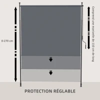 Outsunny Store vertical avec manivelle sans perçage brise-vue de balcon cadre en aluminium protection UV 200 x 305 cm gris(m-5)