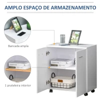 HOMCOM Armário de Armazenamento Moderno Móvel para Armazenamento com Rodas Armário e Prateleiras 60x35x65cm Branco(m-4)