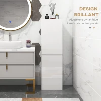 kleankin Meuble colonne rangement salle de bain style contemporain 2 placards étagères réglables 35 x 25 x 120 cm blanc laqué(m-4)