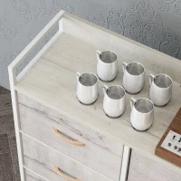 HOMCOM Rustic Chest of Six Fabric Drawers - Natural(m-8)