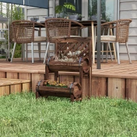 Outsunny Jardinière sur pieds surélevée avec treillis carré potager 2 niveaux pour terrasse, balcon jardin 42 x 49 x 80 cm marron(m-7)