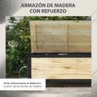 Outsunny Baúl de Exterior de Madera con 4 Ruedas para Jardín Patio Balcón 100x50x43 cm Natural y Negro(m-5)