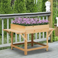 Outsunny Jardinière rectangulaire sur pieds potager surrélevé avec tablettes latérales et film tissu non-tissé 130 x 75 x 75 cm(m-2)