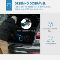 HOMCOM Andarilho Idosos Dobrável de Alumínio com Altura Ajustável Travão e Bolsa de Transporte 66x65x80-93 cm Preto e Azul(m-4)