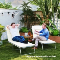 Outsunny Conjunto de 2 Almofadas para Espreguiçadeira Dobráveis 203x66x3 cm com Apoio para a Cabeça e Correias de Sujeição Creme(m-7)