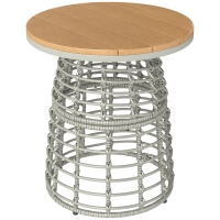 Outsunny Table basse de jardin table d'appoint extérieur ronde en résine aspect rotin acier et plateau composite Ø45 x 50 cm gris