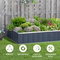Outsunny Carré Potager de Jardin 174 x 90 x 30 cm - modulable, Montage sans Outils, Gants fournis - tôle d'acier ondulée Anthracite(m-7)